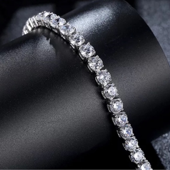 “5MM” NEW 925 STERLING SILVER DIAMOND BRACELET, NICE BRACELET, CUTE BRACELET - Picture 4 of 6